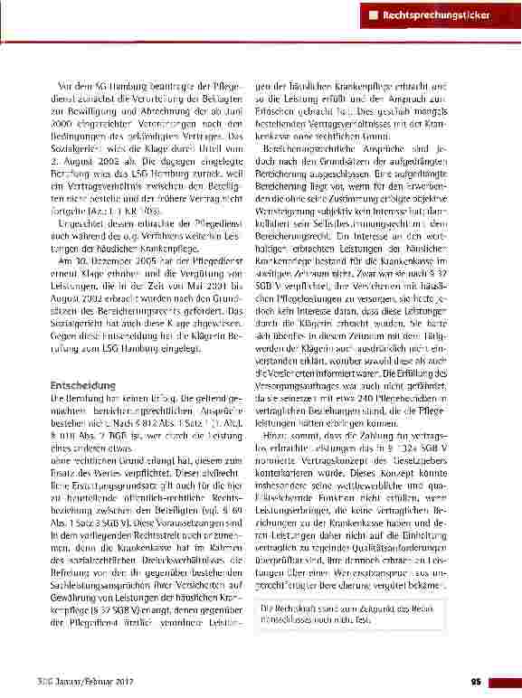 Vorschauseite 2: Häusliche Krankenpflege ohne vertragliche Grundlage LSG Hamburg vom 20. 10. 2011 (L 1 KR 50/09)