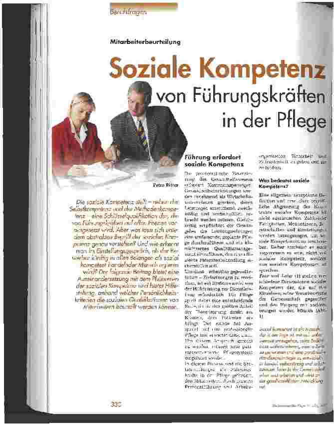 Vorschauseite 1: Soziale Kompetenz von Führungskräften in der Pflege