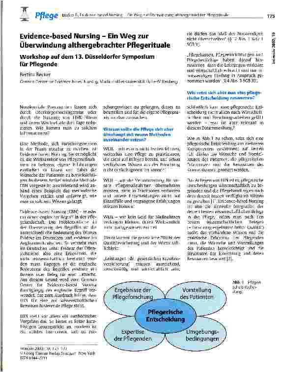 Vorschauseite 1: Evidence-based Nursing - Ein Weg zur Überwindung althergebrachter Pflegerituale