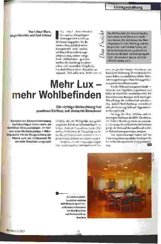 Vorschauseite 1: Mehr Lux - mehr Wohlbefinden