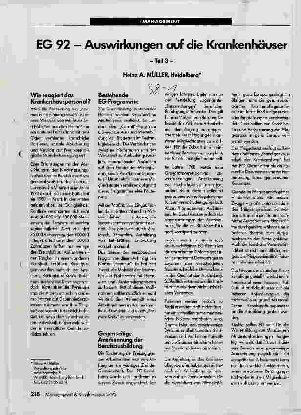 Vorschauseite 1: EG 92 - Auswirkungen auf die Krankenhäuser Teil 3