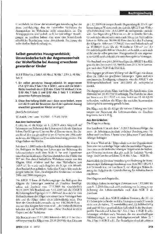 Vorschauseite 4: Abweichende Festlegung des individuellen Regelbedarfs nur nach Ermittlung des Gesamtbedarfs; Abzug der sog. »Energie-kostenpauschale« bei einer im Wohnheim lebenden Person; keine…