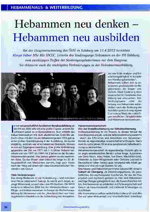 Vorschauseite 1: Hebammen neu denken -Hebammen neu ausbilden