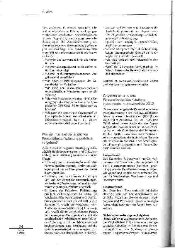 Vorschauseite 2: Personalbedarf Intensivmedizin - mal praktisch