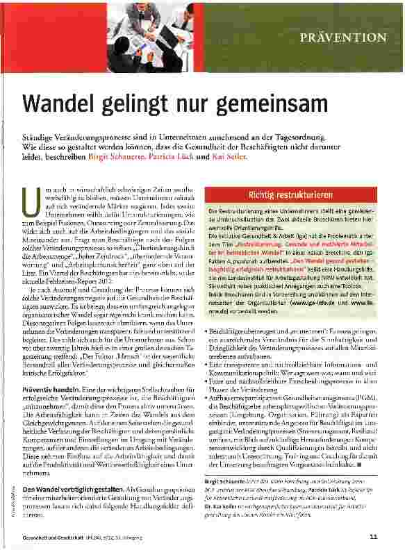Vorschauseite 1: Wandel gelingt nur gemeinsam