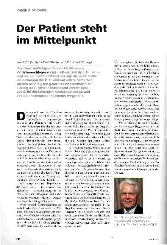 Vorschauseite 1: Der Patient steht im Mittelpunkt