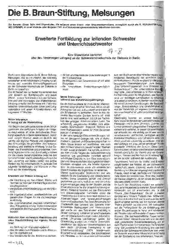 Vorschauseite 1: Erweiterte Fortbildung zur leitenden Schwester und Unterrichtsschwester