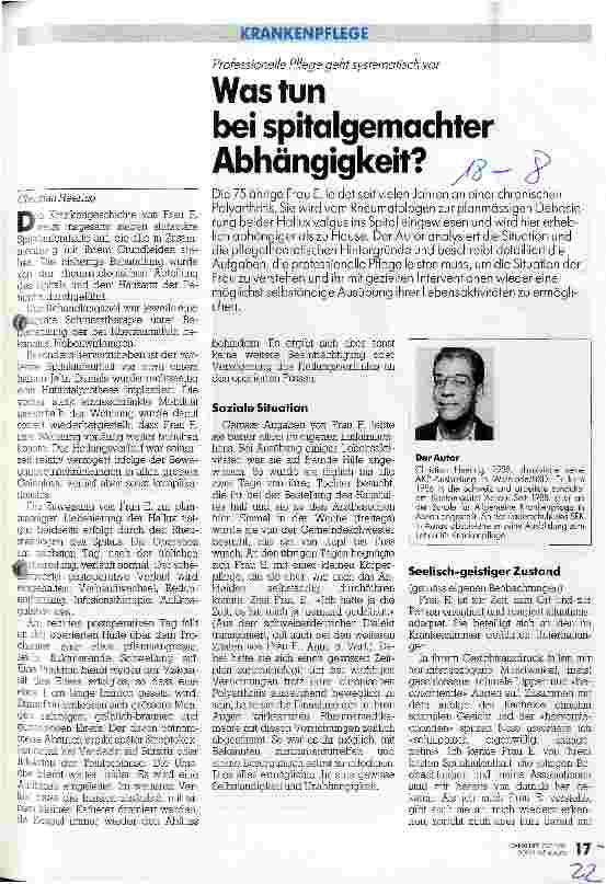 Vorschauseite 1: Was tun bei spitalgemachter Abhängigkeit?
