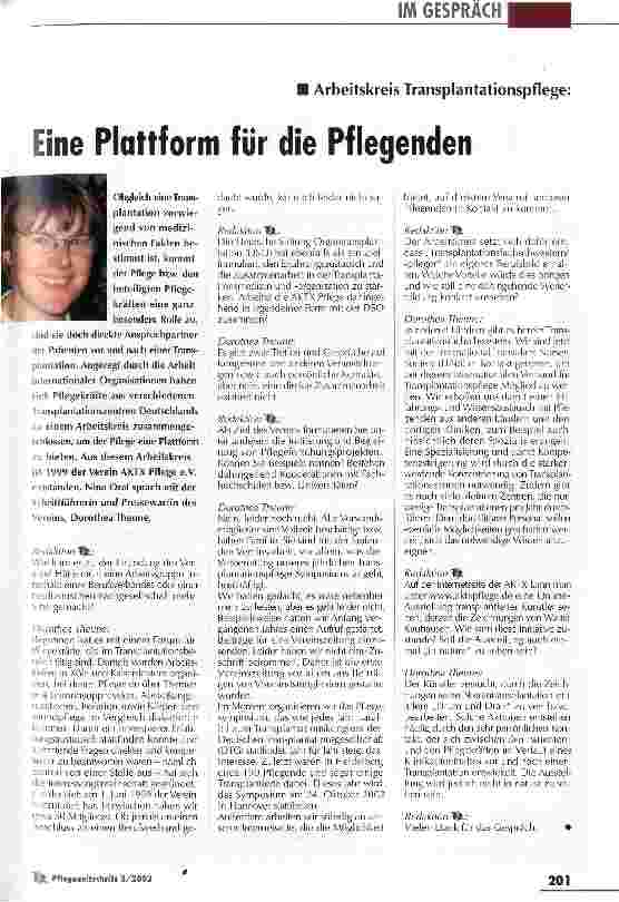 Vorschauseite 1: Eine Plattform für die Pflegenden