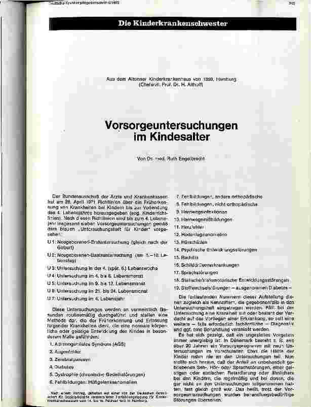 Vorschauseite 1: Vorsorgeuntersuchungen im Kindesalter