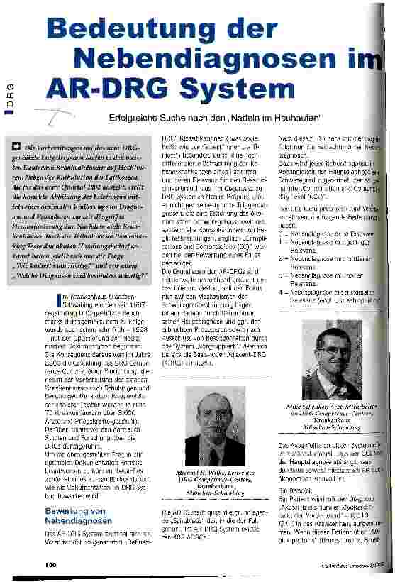 Vorschauseite 1: Bedeutung der Nebendiagnosen im AR-DRG System Erfolgreiche Suche nach den Nadeln im Heuhaufen