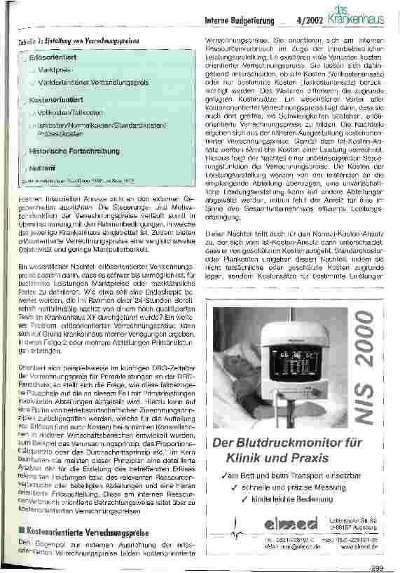 Vorschauseite 3: Interne Budgetierung im DRG-Zeitalter Dezentrale Strukturen und Kundenorientierung im Krankenhaus