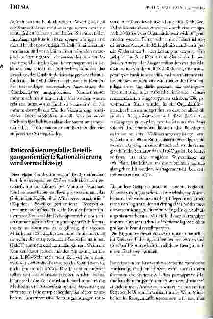 Vorschauseite 4: Krankenhäuser im DRG-Zeitalter Innovative Lösungsansätze zur Reorganisation, eine Frage der authentischen Partizipation der Mitarbeiter
