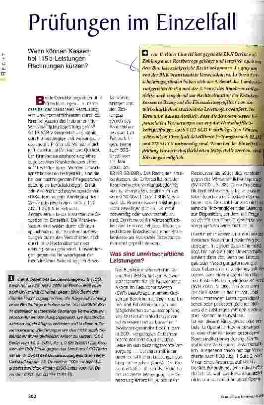 Vorschauseite 1: Prüfungen im Einzelfall Wann können Kassen bei 115b-Leistunen Rechnungen kürzen?