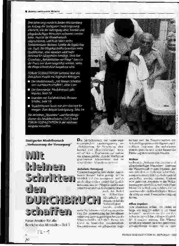 Vorschauseite 1: Mit kleinen Schritten den Durchbruch schaffen Neue Ansätze für alle Bereiche der Altenhilfe - Teil 1