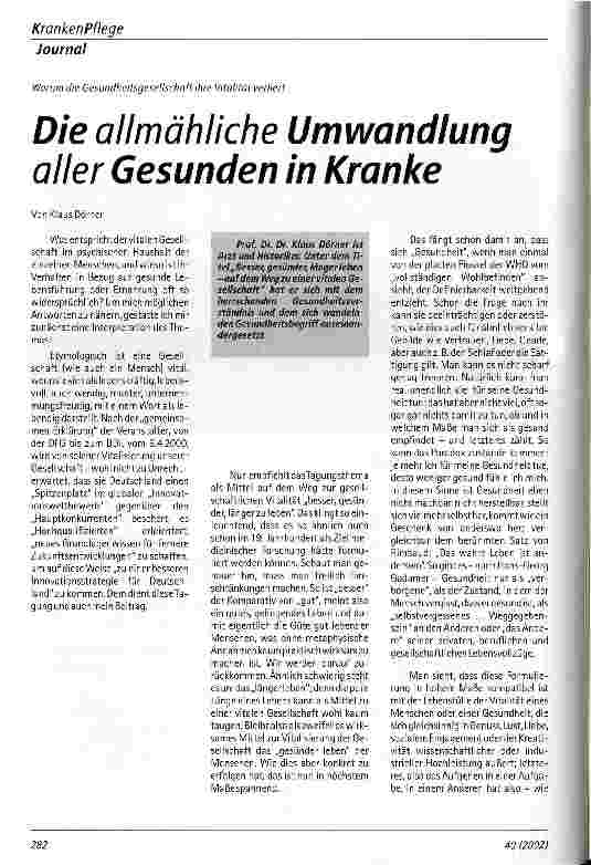 Vorschauseite 1: Die allmähliche Umwandlung aller Gesunden in Kranke