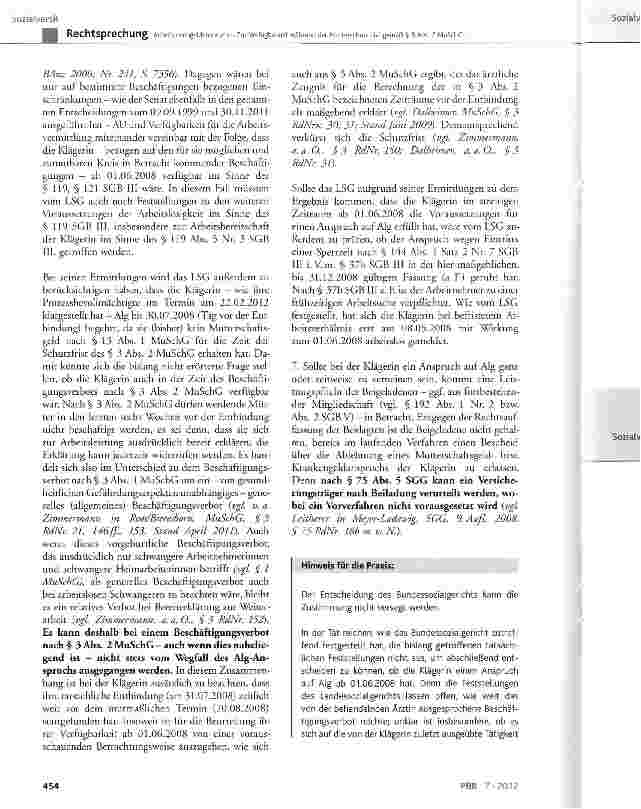 Vorschauseite 5: ArbeitsLosengeldanspruch - Zur Verfügbarkeit während der Mutterschutzfrist gemäß § 3 Abs. 2 MuSchG bei Erklärung der Bereitschaft zur Arbeitsleistung