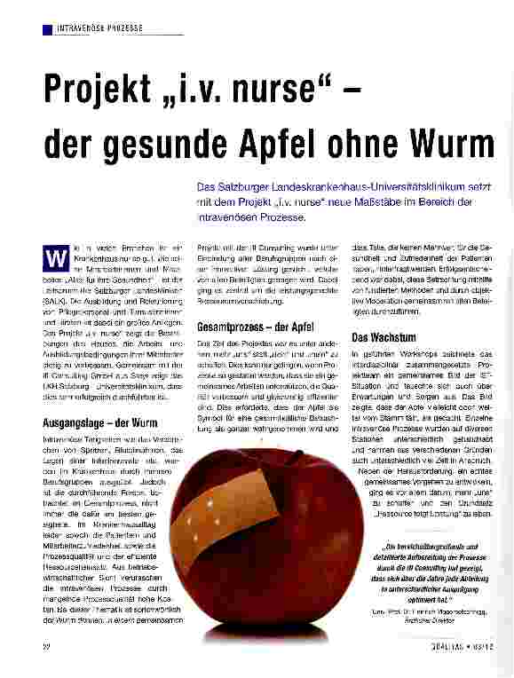 Vorschauseite 1: Projekt „i. v. nurse - der gesunde Apfel ohne Wurm