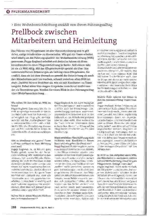 Vorschauseite 1: Prellbock zwischen Mitarbeitern und Heimleitung