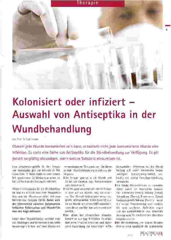 Vorschauseite 1: Kolonisiert oder infiziert -Auswahl von Antiseptika in der Wundbehandlung