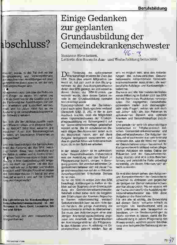 Vorschauseite 2: Gemeindeschwester, ein neuer Beruf mit Diplomabschluß?
