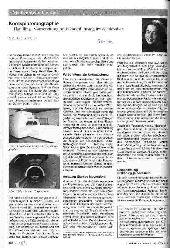 Vorschauseite 1: Kernspintomographie - Handling, Vorbereitung und Durchführung im Kindesalter