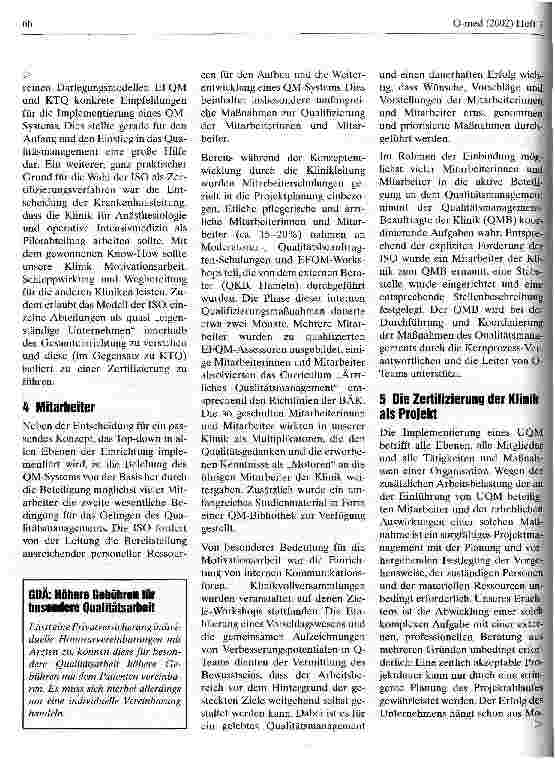 Vorschauseite 4: Aufbau eines Qualitätsmanagements nach DIN EN ISO 9001:2000 in einer Universitätsklinik für Anästhesiologie und operative Intensivmedizin Teil 1: Das Qualitätsmanagement-System