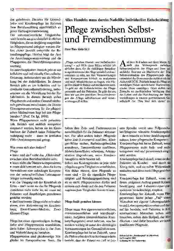 Vorschauseite 3: Ja - aber nur, wenn Pflegende hinter jedem Fall den Menschen sehen