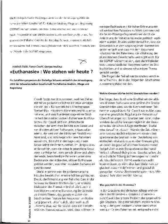 Vorschauseite 1: Euthanasie: Wo stehen wir heute?