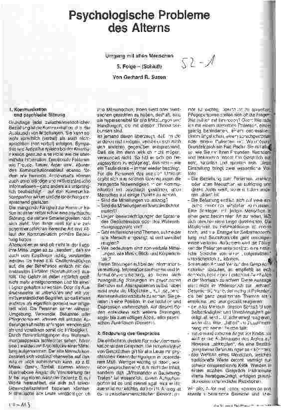 Vorschauseite 1: Psychologische Probleme des Alterns Umgang mit alten Menschen