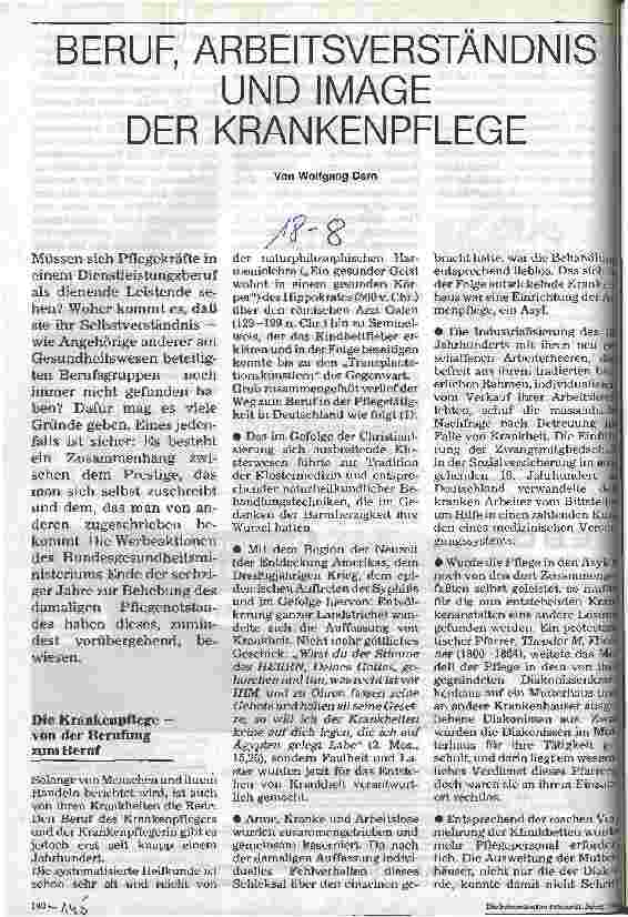 Vorschauseite 1: Beruf, Arbeitsverständnis und Image der Krankenpflege