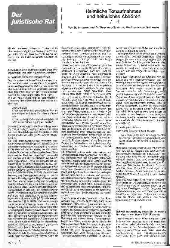Vorschauseite 1: Heimliche Tonaufnahmen und heimliches Abhören