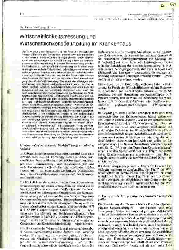 Vorschauseite 1: Wirtschaftlichkeitsbemessung und Wirtschaftlichkeitsbeurteilung im Krankenhaus