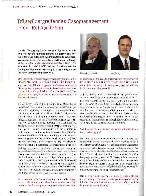 Vorschauseite 1: Trägerübergreifendes Casemanagement in der Rehabilitation