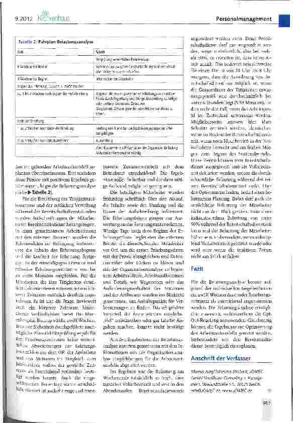 Vorschauseite 2: Belastungsanalyse Projektbeispiel Marienhospital Bottrop