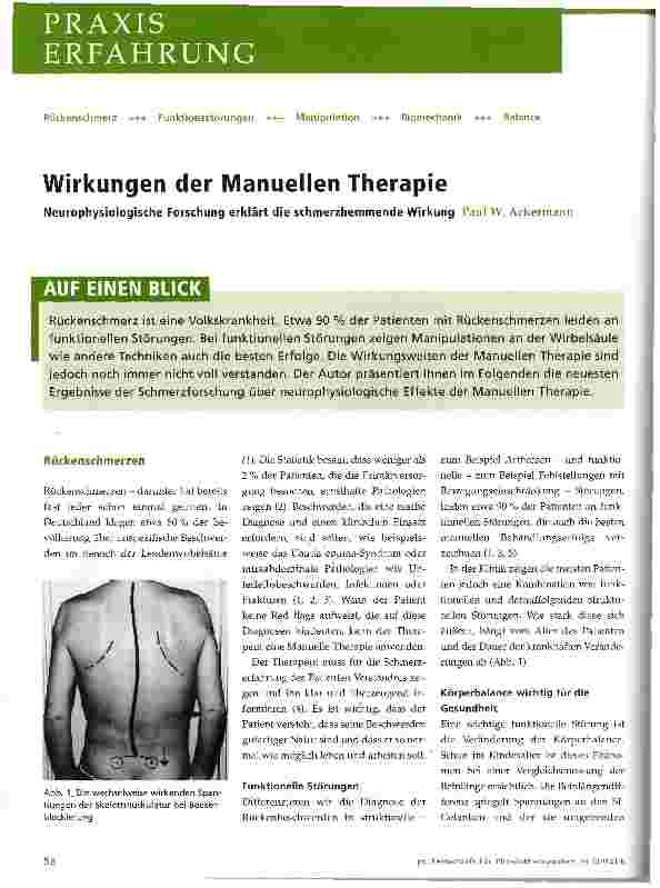 Vorschauseite 1: Wirkungen der Manuellen Therapie
