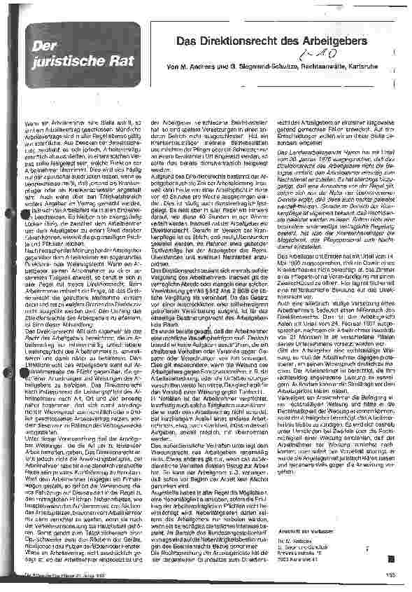 Vorschauseite 1: Direktionsrecht des Arbeitgeber