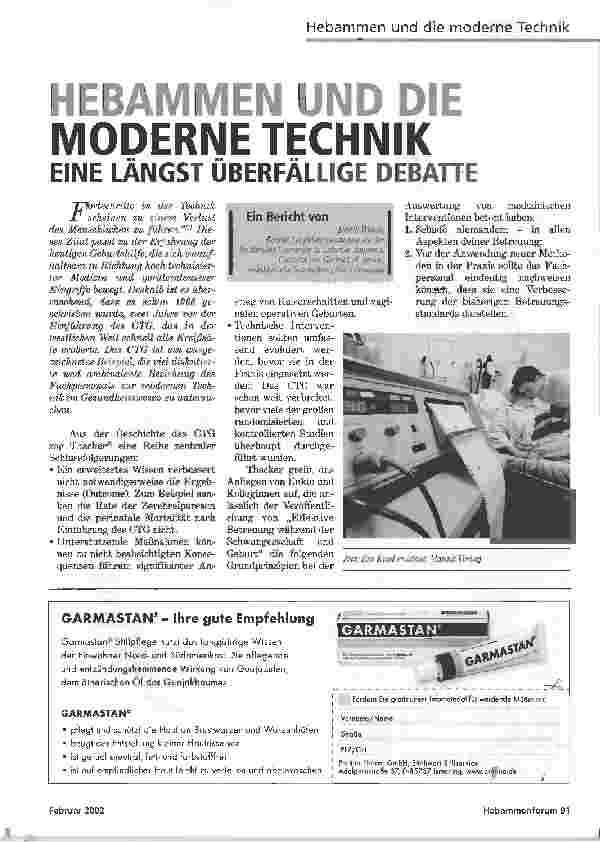 Vorschauseite 1: HEBAMMEN UND DIE MODERNE TECHNIKEINE LÄNGST ÜBERFÄLLIGE DEBATTE