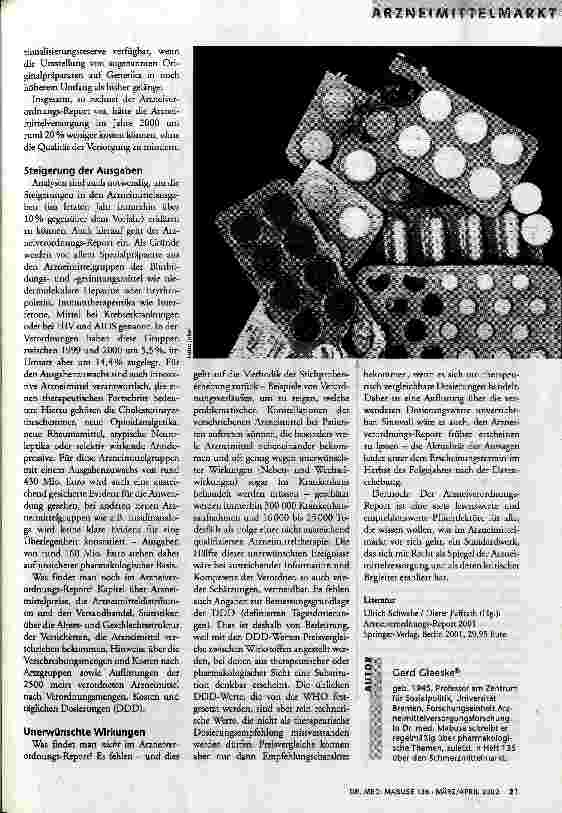 Vorschauseite 2: Gegenöffentlichkeit Der Arzneiverordnungs-Report 2001
