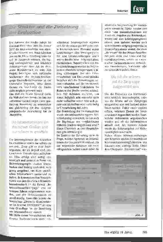 Vorschauseite 6: Die deutschen Kliniken beherrschen den Internet-Auftritt Eine Evaluation der Web-Sites von knapp 500 Krankenhäusern