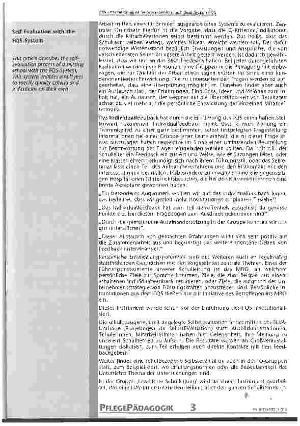 Vorschauseite 2: Dokumentation einer Selbstevaluation nach dem System FQS