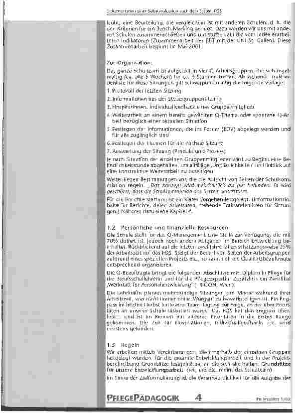 Vorschauseite 3: Dokumentation einer Selbstevaluation nach dem System FQS