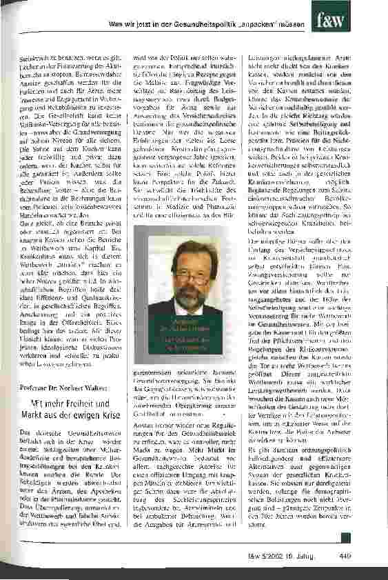 Vorschauseite 5: Markt, Verantwortung und Wettbewerb Was wir jetzt in der Gesundheitspolitik anpacken müssen