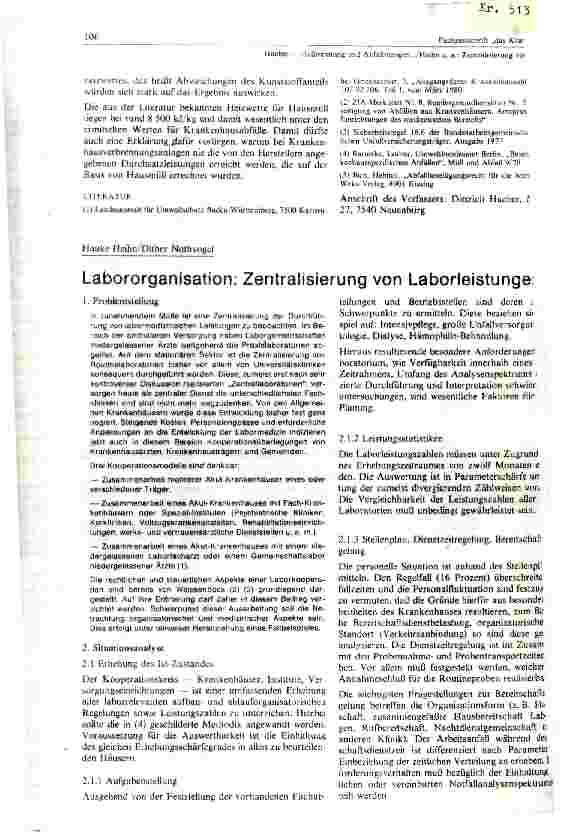 Vorschauseite 1: Labororganisation: Zentralisierung von Laborleistungen
