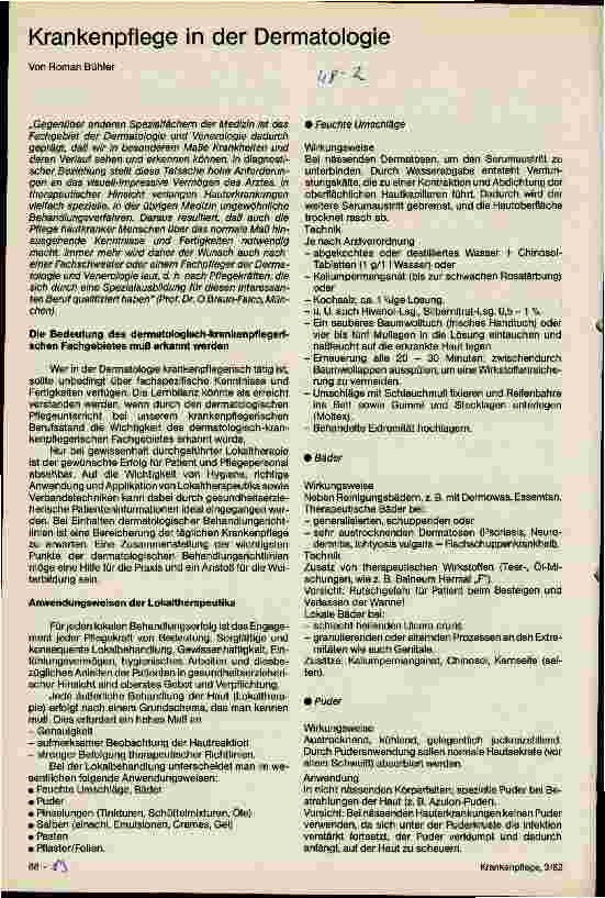 Vorschauseite 1: Krankenpflege in der Dermatologie