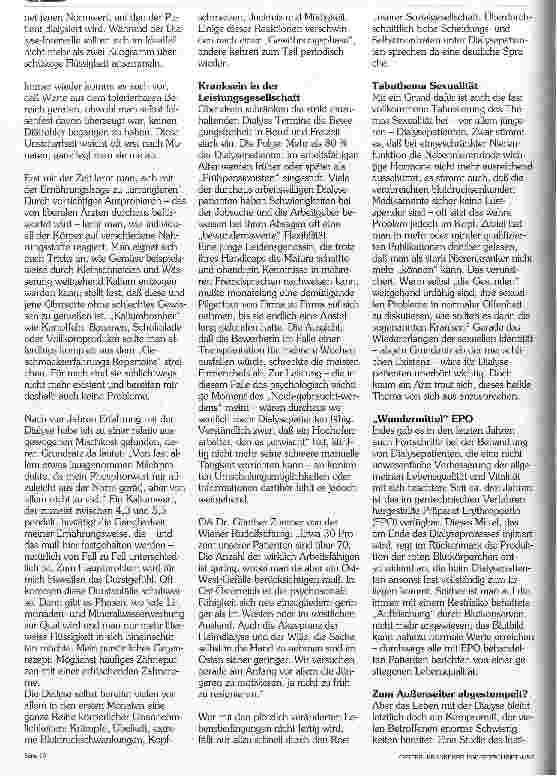 Vorschauseite 2: Dialyse - trotzdem Ja zum Leben sagen. ..
