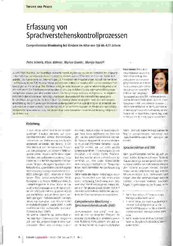 Vorschauseite 1: Erfassung von Sprachverstehenskontrollprozessen