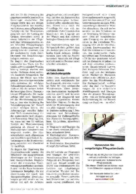Vorschauseite 2: Leitlinien und Standards verbessern Wundversorgung
