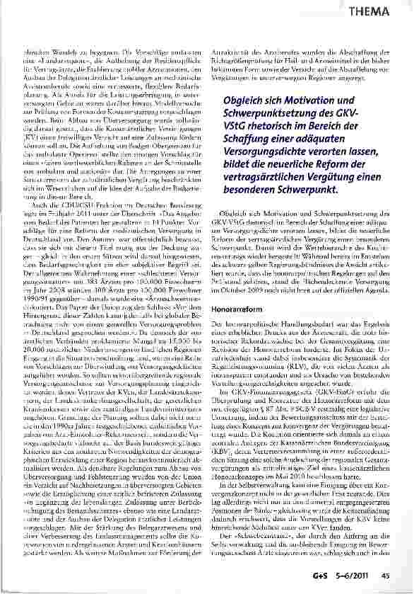 Vorschauseite 2: Das Gesetz zur Verbesserung der Versorgungsstrukturen in der gesetzlichen Krankenversicherung - GKV-Versorgungsstrukturgesetz