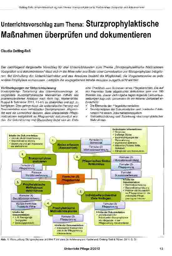 Vorschauseite 1: Unterrichtsvorschlag zum Thema: Sturzprophylaktische Maßnahmen überprüfen und dokumentieren